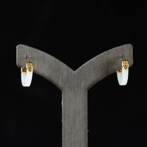 18K籽料和田白玉耳环