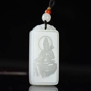籽料和田白玉观音吊坠