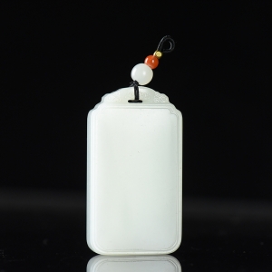 籽料和田白玉无事牌吊坠