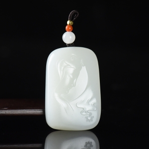 籽料和田白玉观音吊坠