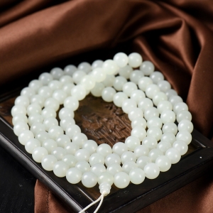 8mm籽料和田白玉108佛珠