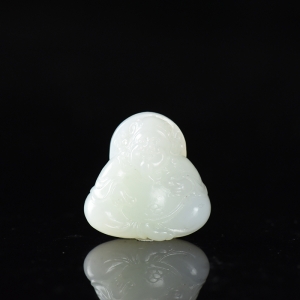 山流水料和田白玉财神吊坠