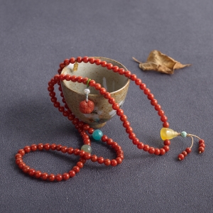 6mm柿子红南红多圈手串