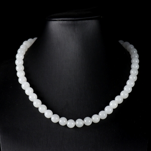 9.5mm山料和田羊脂白玉项链
