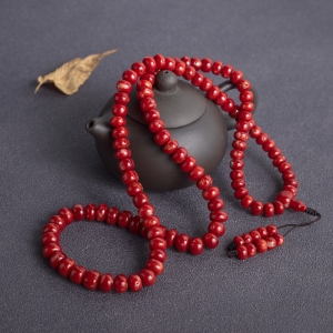 阿卡牛血红珊瑚算盘珠108佛珠