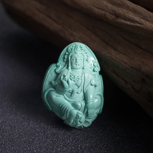 中高瓷蓝绿绿松石观音吊坠