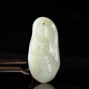 籽料和田白玉普贤菩萨吊坠