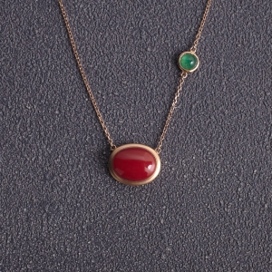 18K阿卡牛血红珊瑚项链