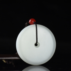 山流水料和田羊脂白玉平安扣吊坠