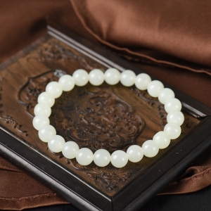 8mm籽料和田白玉单圈手串