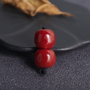 阿卡牛血红珊瑚桶珠（两件）