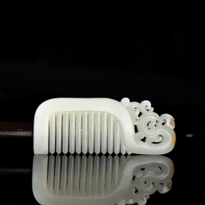 籽料和田白玉凤头梳子