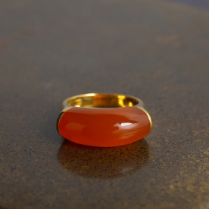 18K冰红南红戒指