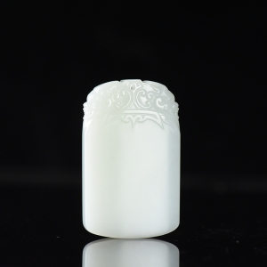 山流水料和田羊脂白玉双龙无事牌吊坠