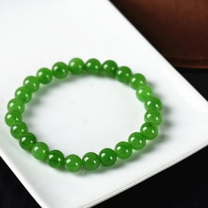 7.5mm山料和田碧玉苹果绿单圈手串