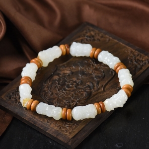 籽料和田白玉十八罗汉单圈手串