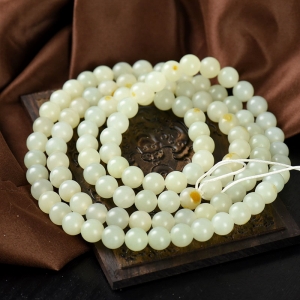 8mm籽料和田白玉108佛珠
