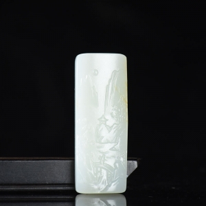 籽料和田白玉山水吊坠