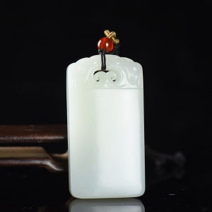 山流水料和田白玉无事牌吊坠