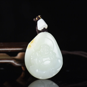 籽料和田白玉弥勒佛吊坠