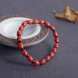 沙丁珊瑚桶珠单圈手串