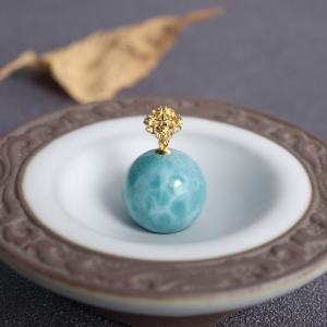 18K海纹石圆珠吊坠