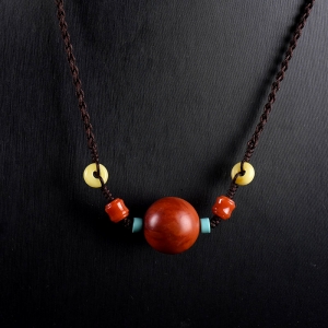 19.5mm火焰纹南红锁骨链