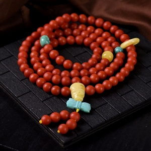 7mm柿子红南红108佛珠