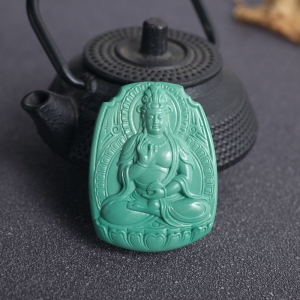 中高瓷绿色绿松石观音吊坠