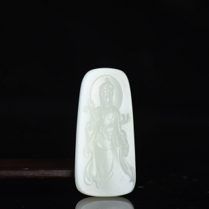 籽料和田白玉观音吊坠