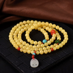 6mm鸡油黄蜜蜡108佛珠