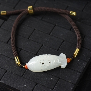 籽料和田白玉年年有余手绳