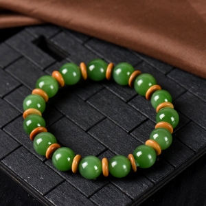 10mm山料和田碧玉单圈手串