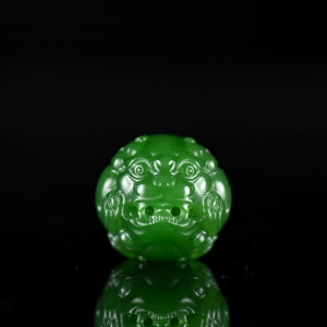 17mm山料和田碧玉貔貅珠配件