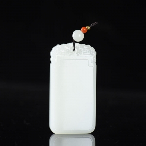 籽料和田白玉无事牌吊坠