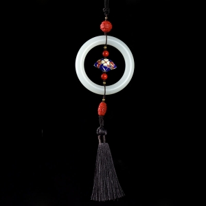 籽料和田白玉平安环车挂