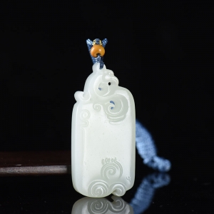 山流水料和田白玉凤牌吊坠