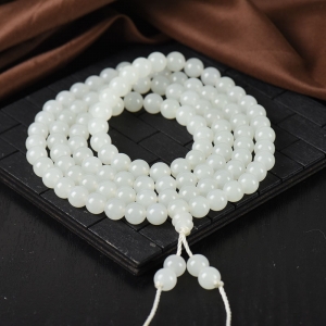 8mm籽料和田白玉108佛珠