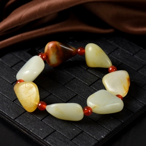 籽料和田玉原石单圈手串