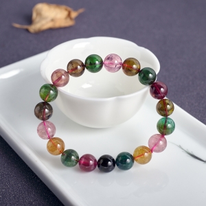 10mm彩虹碧玺单圈手串