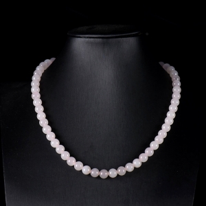 8mm山料和田玉藕粉色项链