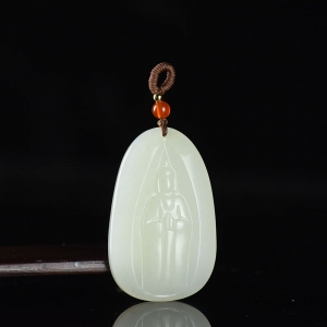 籽料和田白玉悟道吊坠