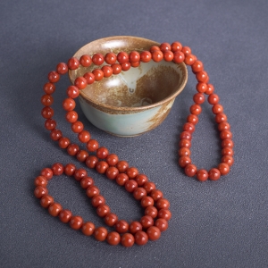 9.5mm柿子红南红108佛珠