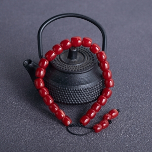 阿卡牛血红珊瑚桶珠单圈手串