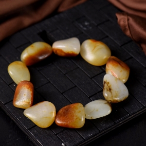 籽料和田玉原石单圈手串