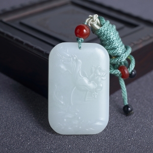 山料和田白玉连年有余吊坠