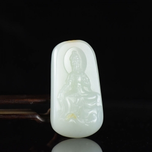 籽料和田白玉普贤菩萨吊坠