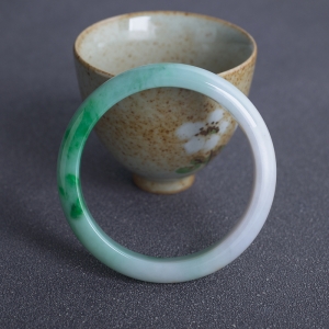 53.5mm糯种飘翠翡翠平安镯