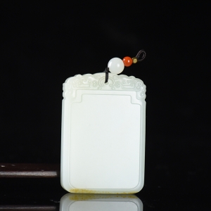 籽料和田白玉无事牌吊坠