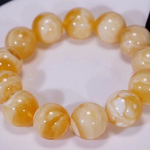 18mm金瓷白鸡油黄蜜蜡单圈手串